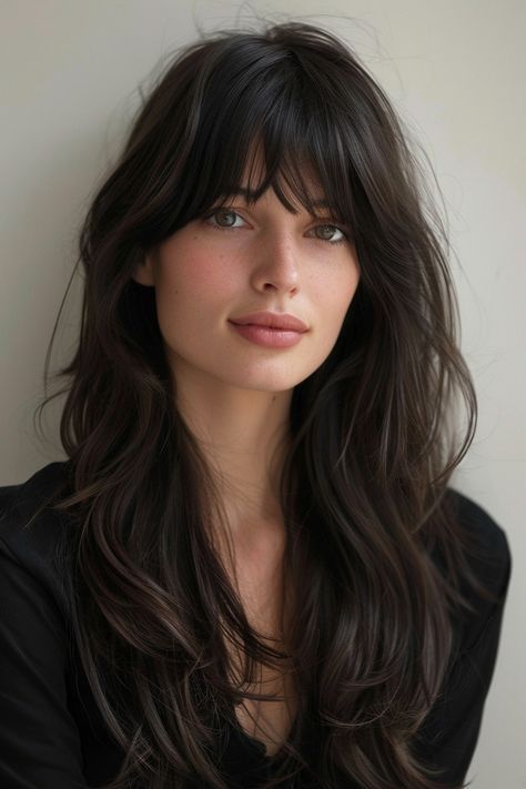 54 Stunning Long Layered Hair with Bangs Styles: From Straight to Curtain 2025 17 Long Layered Hair with Bangs