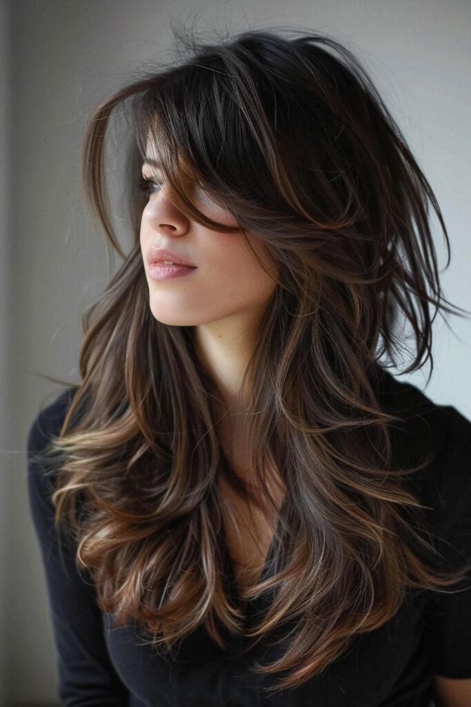 54 Stunning Long Layered Hair with Bangs Styles: From Straight to Curtain 2025 31 Long Layered Hair with Bangs