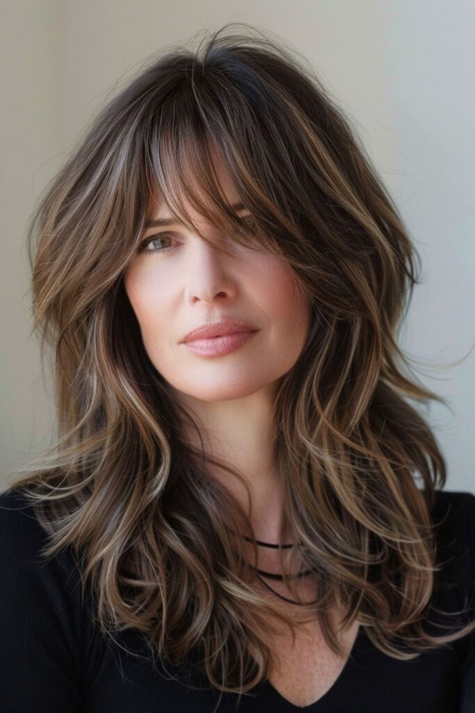 54 Stunning Long Layered Hair with Bangs Styles: From Straight to Curtain 2025 51 Long Layered Hair with Bangs