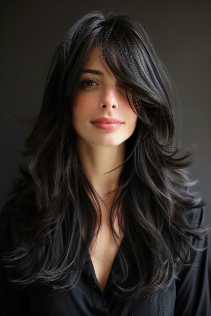 54 Stunning Long Layered Hair with Bangs Styles: From Straight to Curtain 2025 5 Long Layered Hair with Bangs
