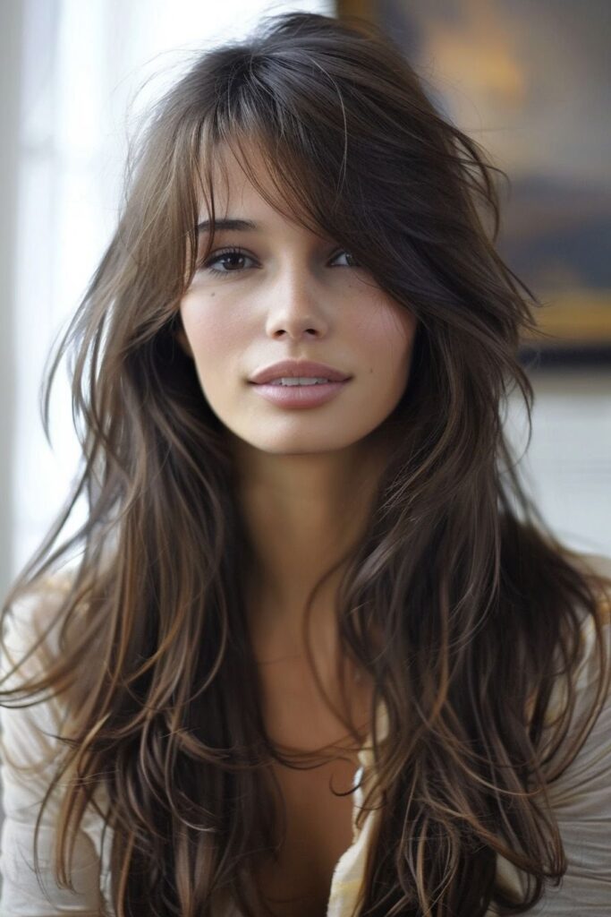 54 Stunning Long Layered Hair with Bangs Styles: From Straight to Curtain 2025 40 Long Layered Hair with Bangs