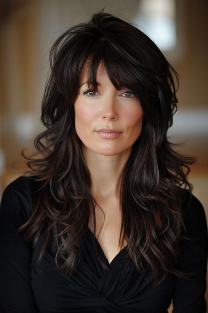 54 Stunning Long Layered Hair with Bangs Styles: From Straight to Curtain 2025 7 Long Layered Hair with Bangs