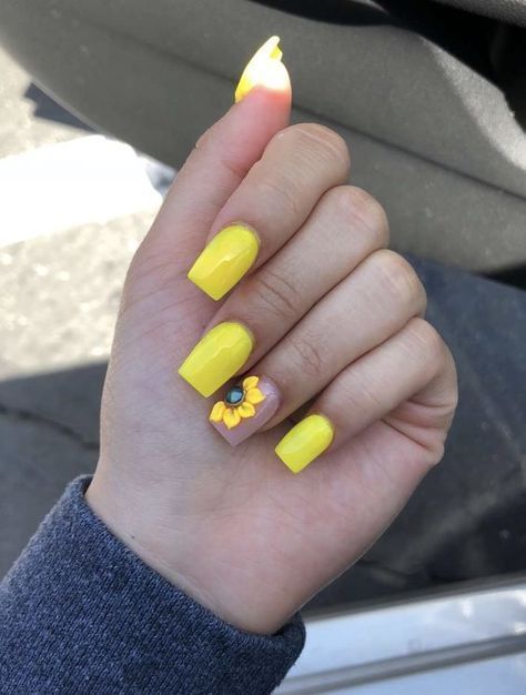 Yellow Nail Designs with Sunflowers