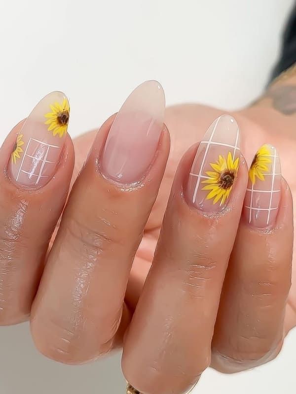 Yellow Nail Designs with Sunflowers