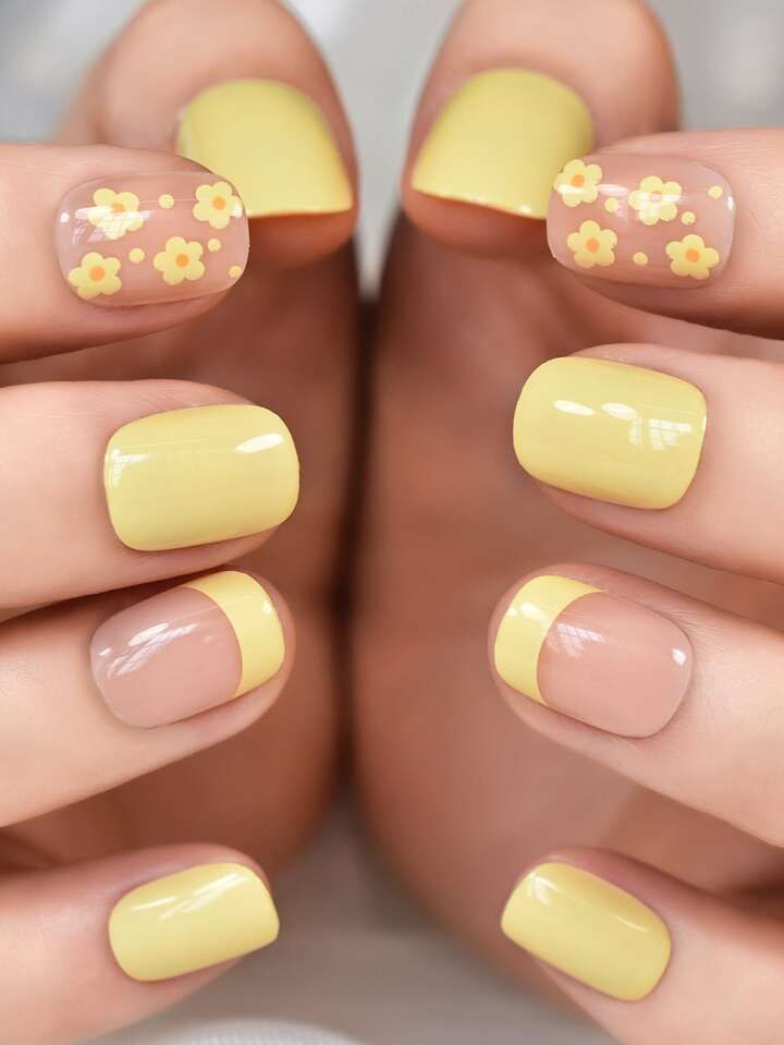Yellow Nail Designs with Sunflowers