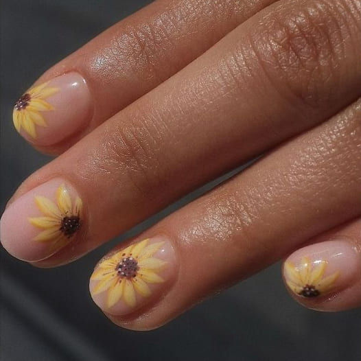 Yellow Nail Designs with Sunflowers