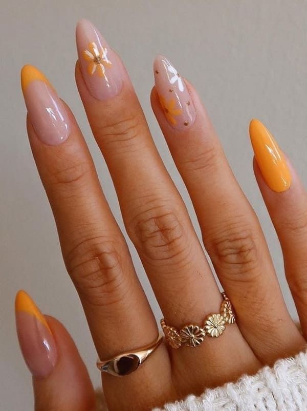 Yellow Nail Designs with Sunflowers