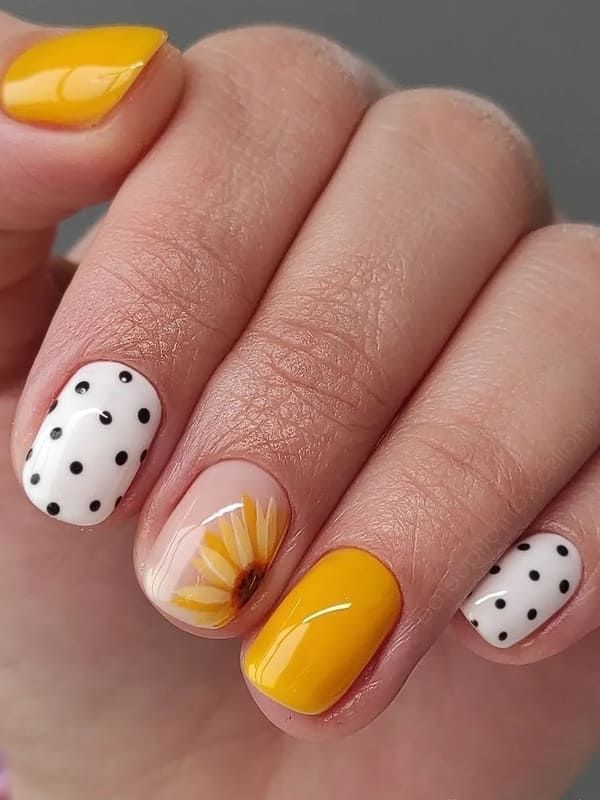 Yellow Nail Designs with Sunflowers