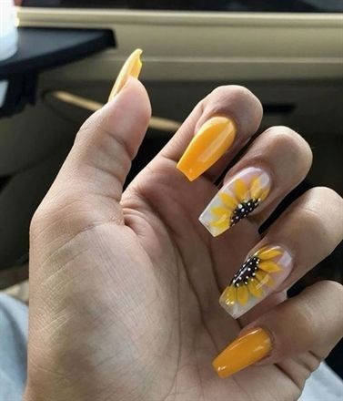 Yellow Nail Designs with Sunflowers