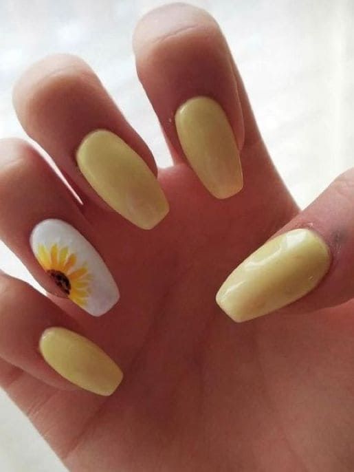 Yellow Nail Designs with Sunflowers