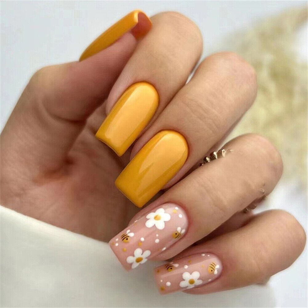 Yellow Nail Designs with Sunflowers
