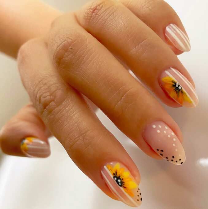 Yellow Nail Designs with Sunflowers