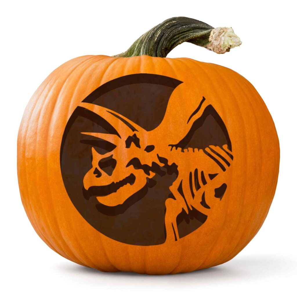 61 Creative Dinosaur Pumpkin Carving Ideas: Easy Stencils, Templates & Designs for Kids 13 Dinosaur Pumpkin Carving