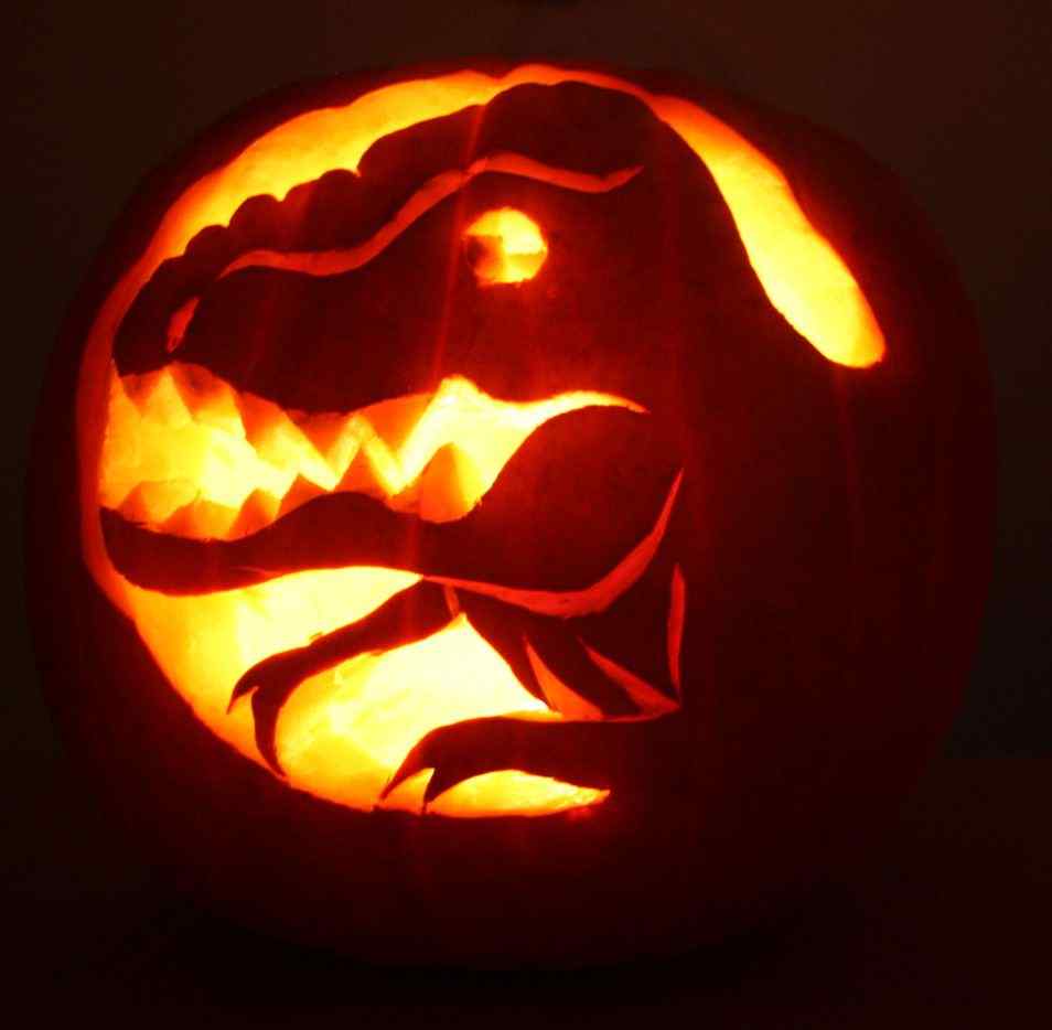61 Creative Dinosaur Pumpkin Carving Ideas: Easy Stencils, Templates & Designs for Kids 41 Dinosaur Pumpkin Carving