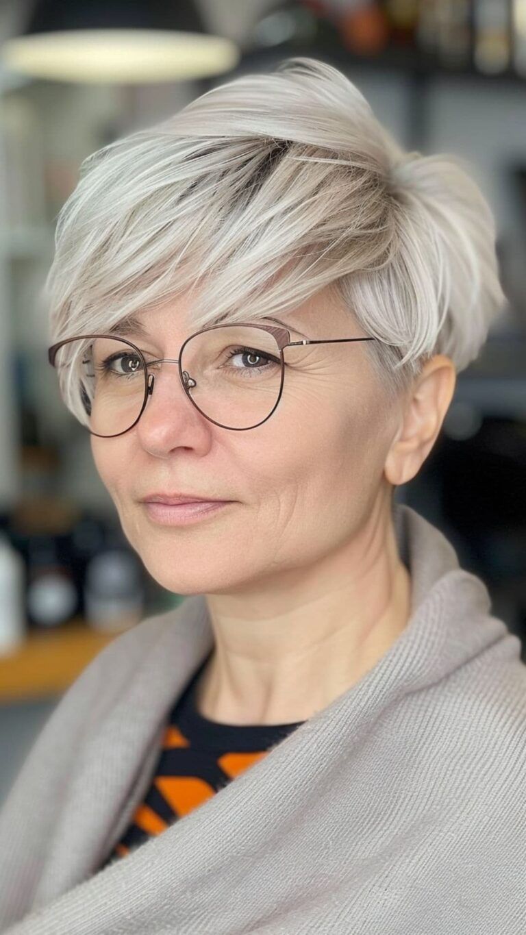 Short Hairstyles for Women Over 50 With Glasses