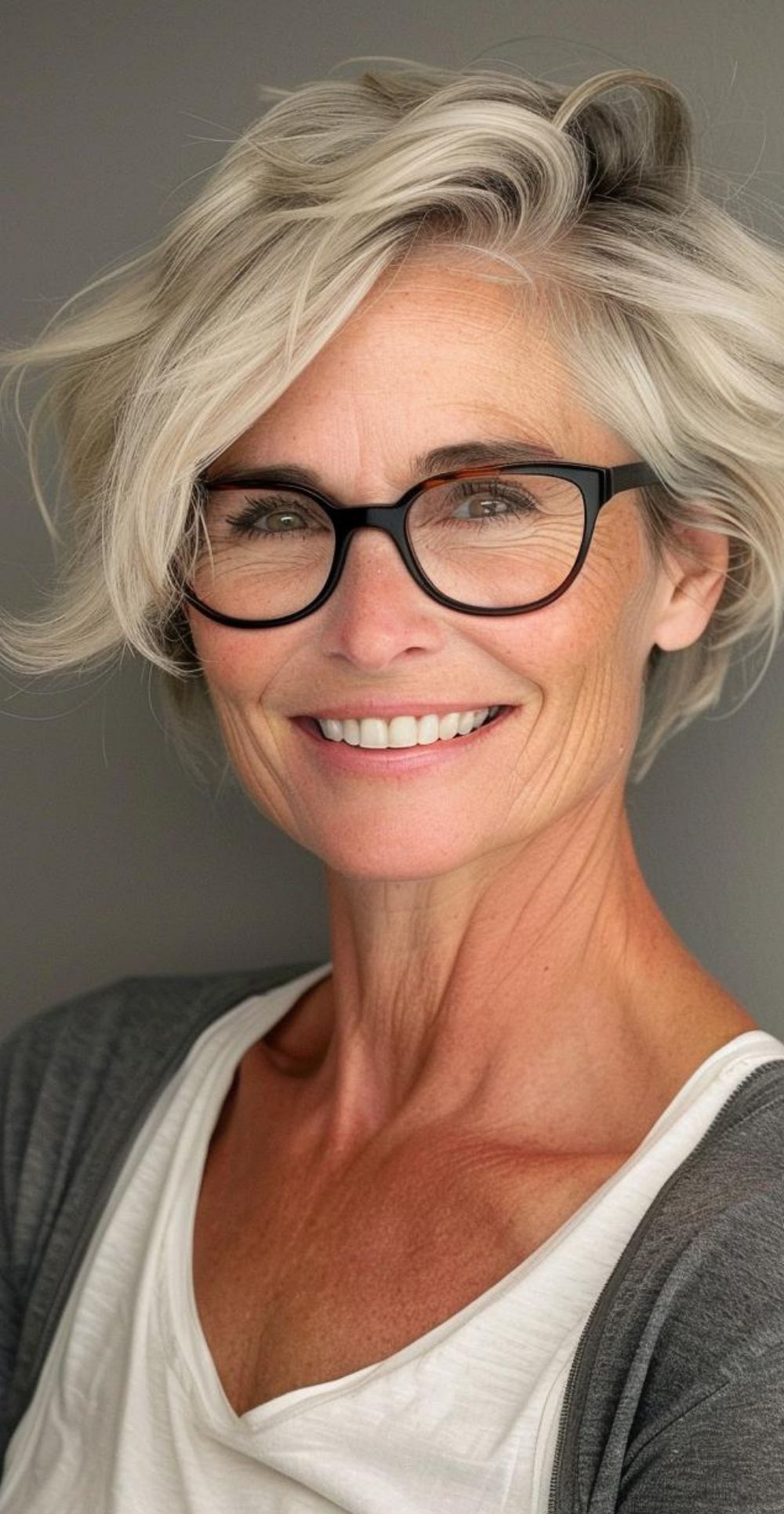 Short Hairstyles for Women Over 50 With Glasses
