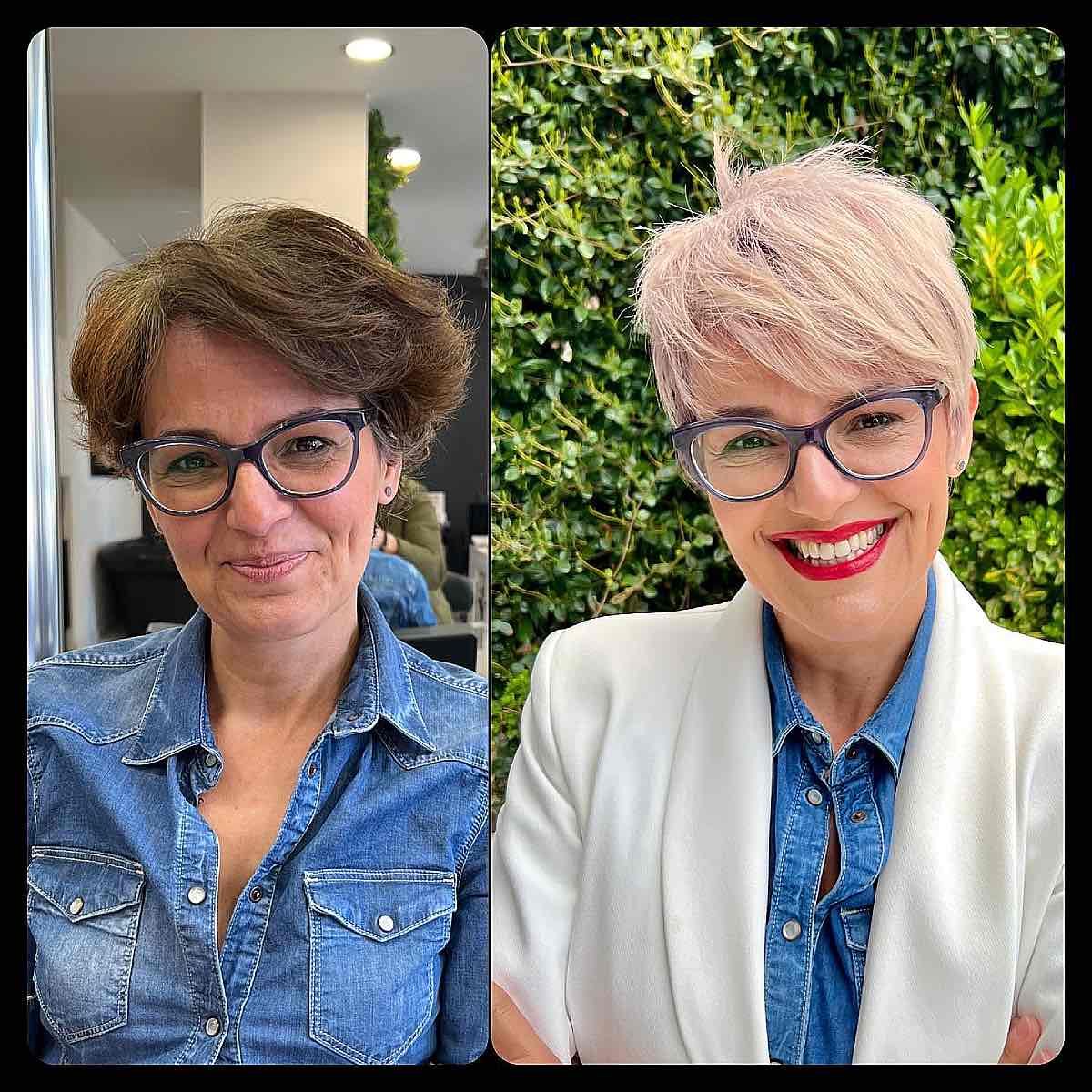 Short Hairstyles for Women Over 50 With Glasses