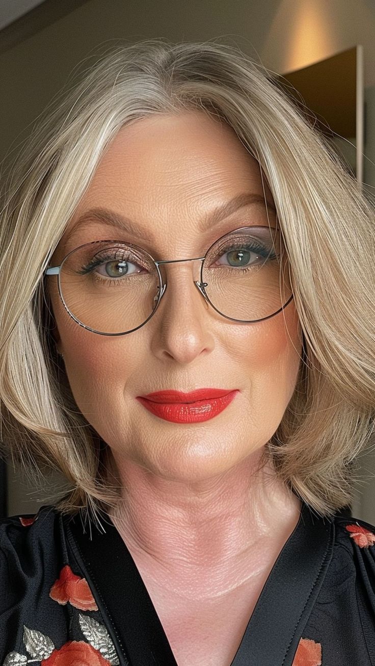 Short Hairstyles for Women Over 50 With Glasses