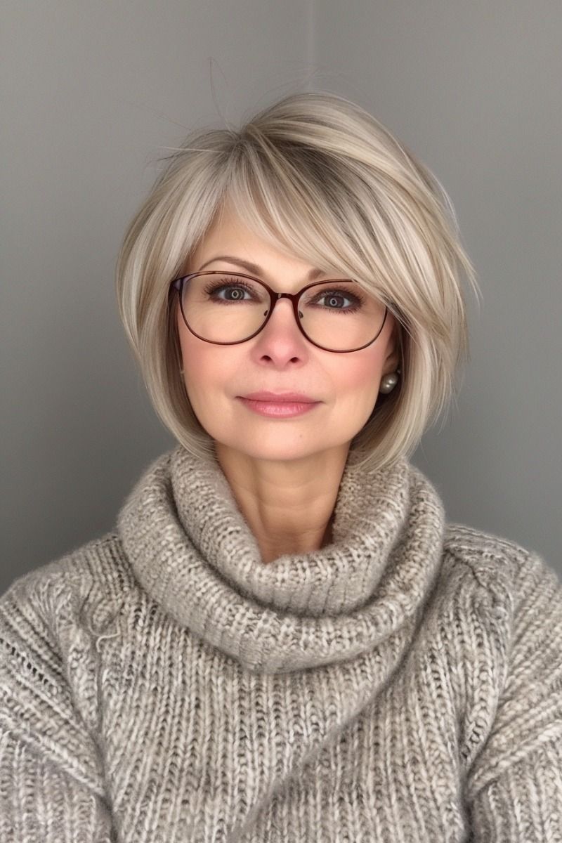 Short Hairstyles for Women Over 50 With Glasses