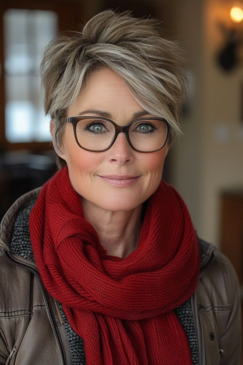 Short Hairstyles for Women Over 50 With Glasses