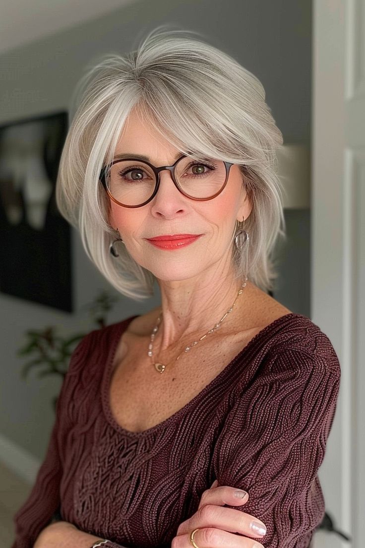 Short Hairstyles for Women Over 50 With Glasses