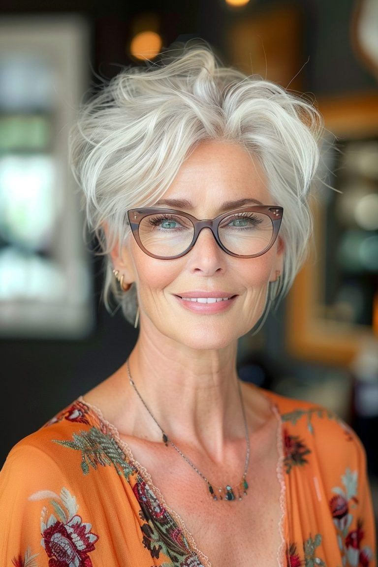 Short Hairstyles for Women Over 50 With Glasses