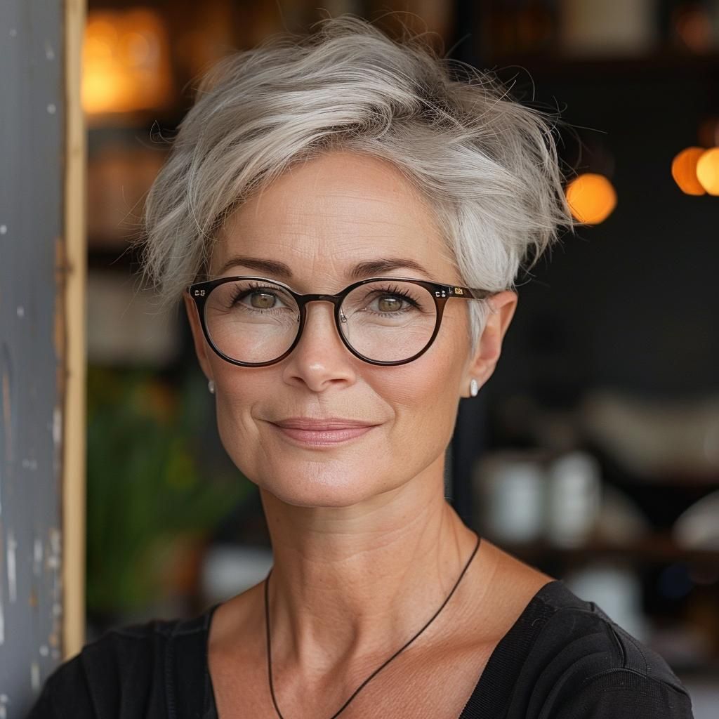 Short Hairstyles for Women Over 50 With Glasses