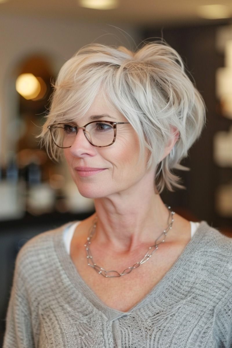 Short Hairstyles for Women Over 50 With Glasses