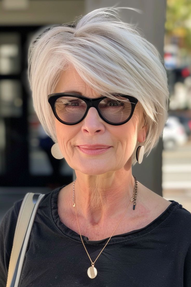 Short Hairstyles for Women Over 50 With Glasses